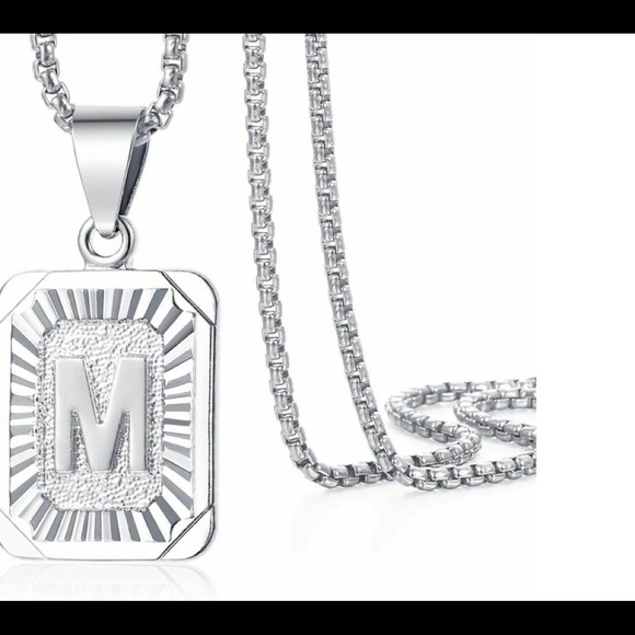 White Gold Filled Letter M Pendant 20β Necklace